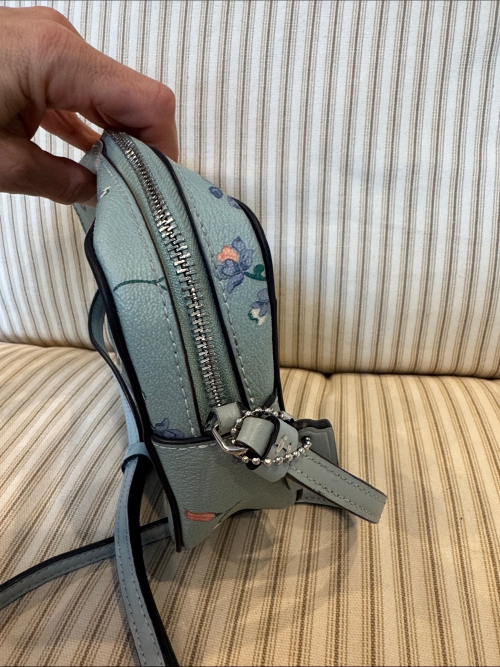 Coach Jamie mini camera crossbody bag light blue mystical floral print - Picture 5 of 11